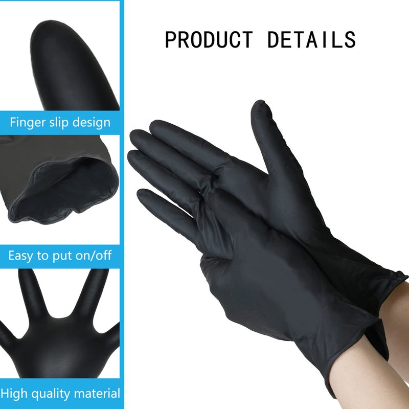 akgk Nitrile Gloves, 100 Pcs Disposable Black Nitrile Gloves 4 Mil Small, Cleaning Gloves for Cooking, Household & More, Powder-Free, Latex-Free - Image 2
